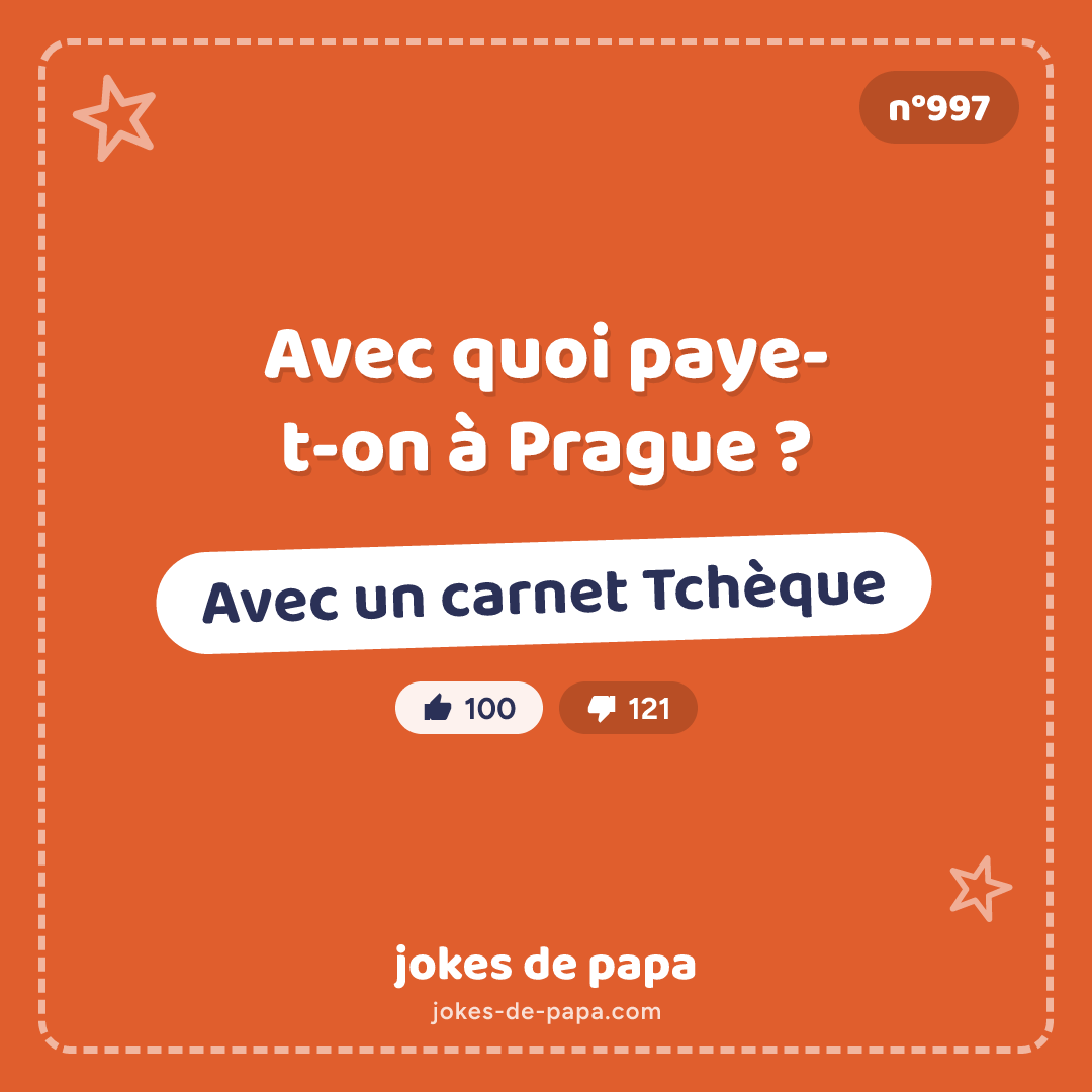 Blague n°997 en image : Avec quoi paye-t-on à Prague ? Avec un carnet Tchèque